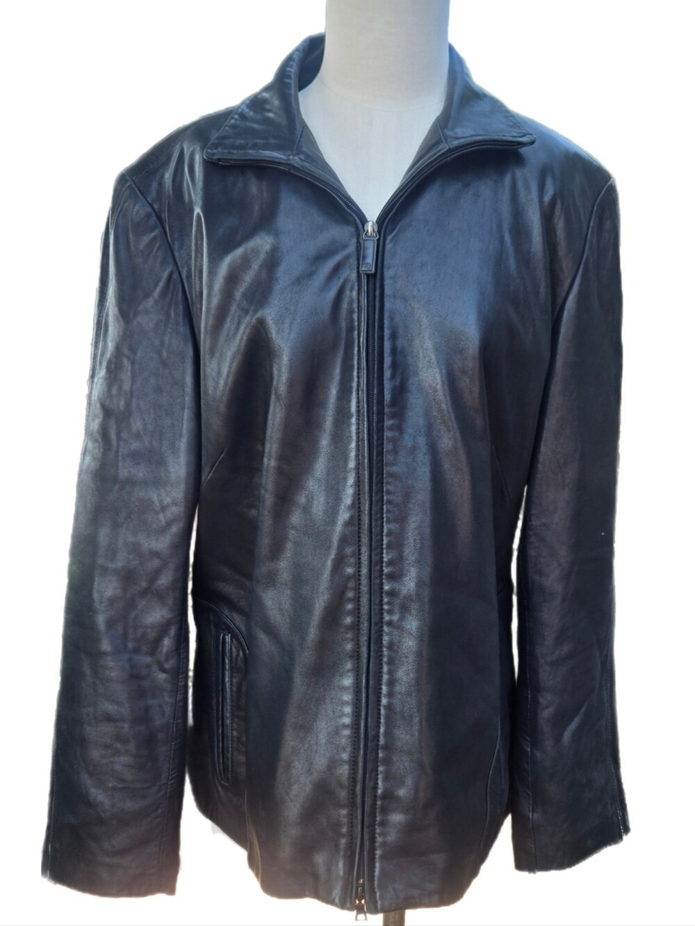 Kenneth Cole Reaction black leather jacket XL